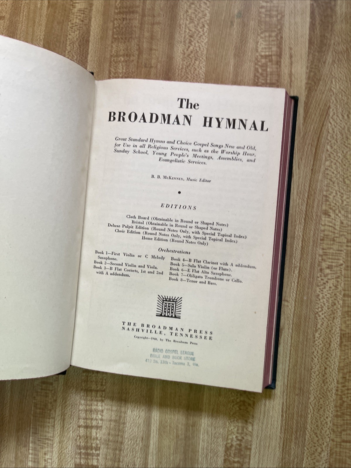 the broadman hymnal 1940 Hardcover 