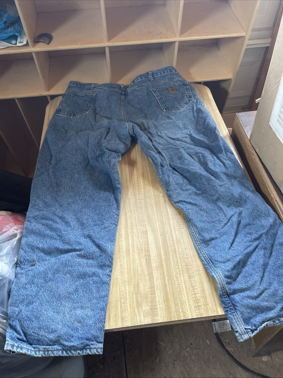 Flannel Lined Carhartt Jeans 46x32 Baggy Wide Leg