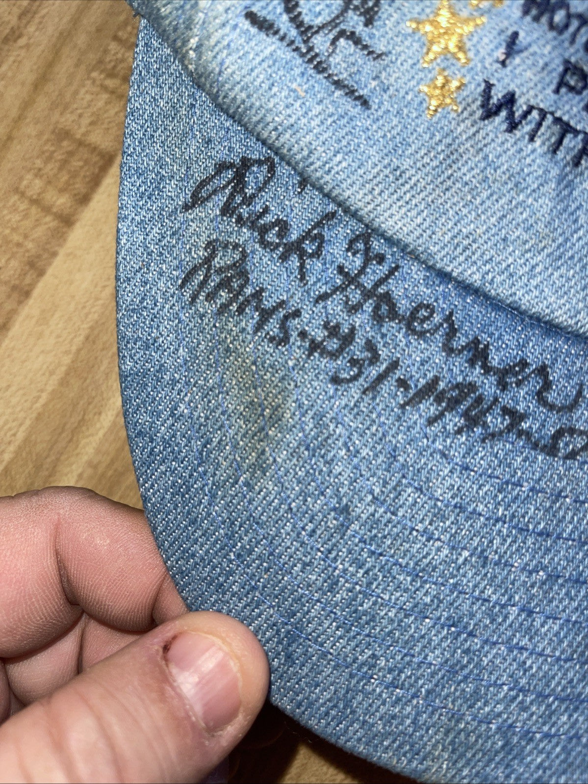 Denim Edgewater Casino SnapBack Autographed By Several Former NFL Players 