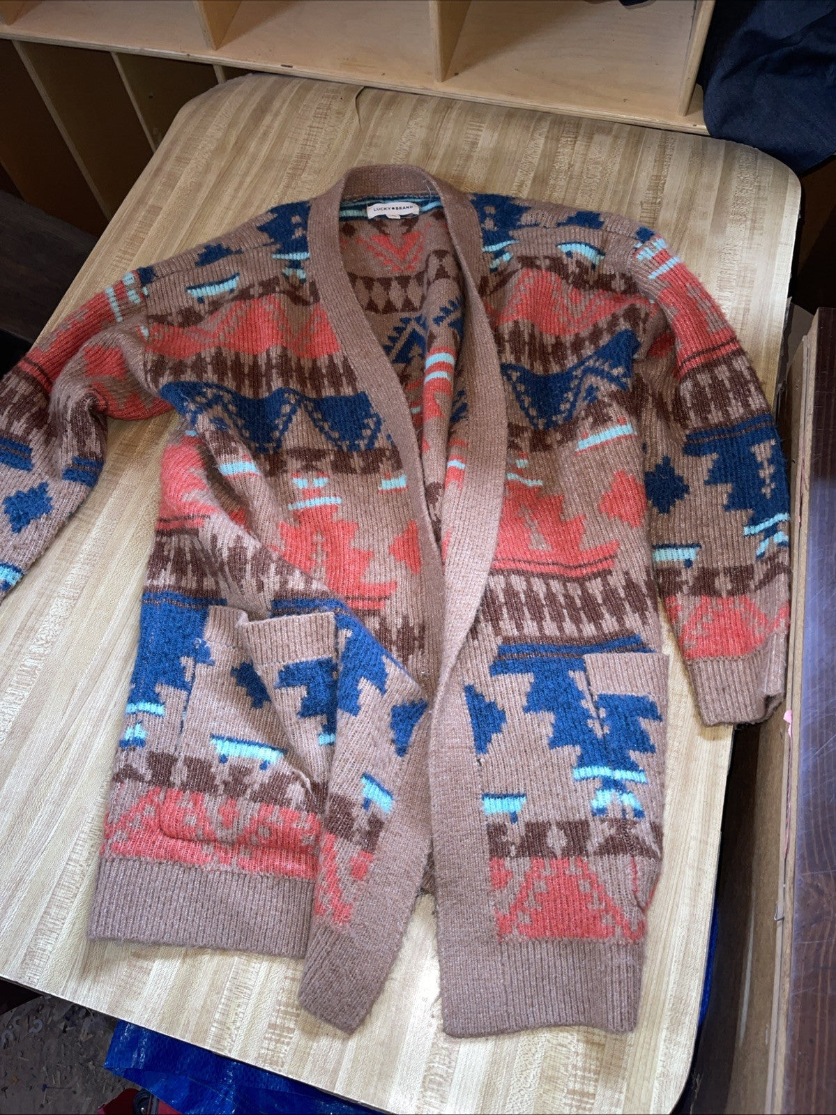 Lucky Brand Aztec Southwestern Cardigan Large 