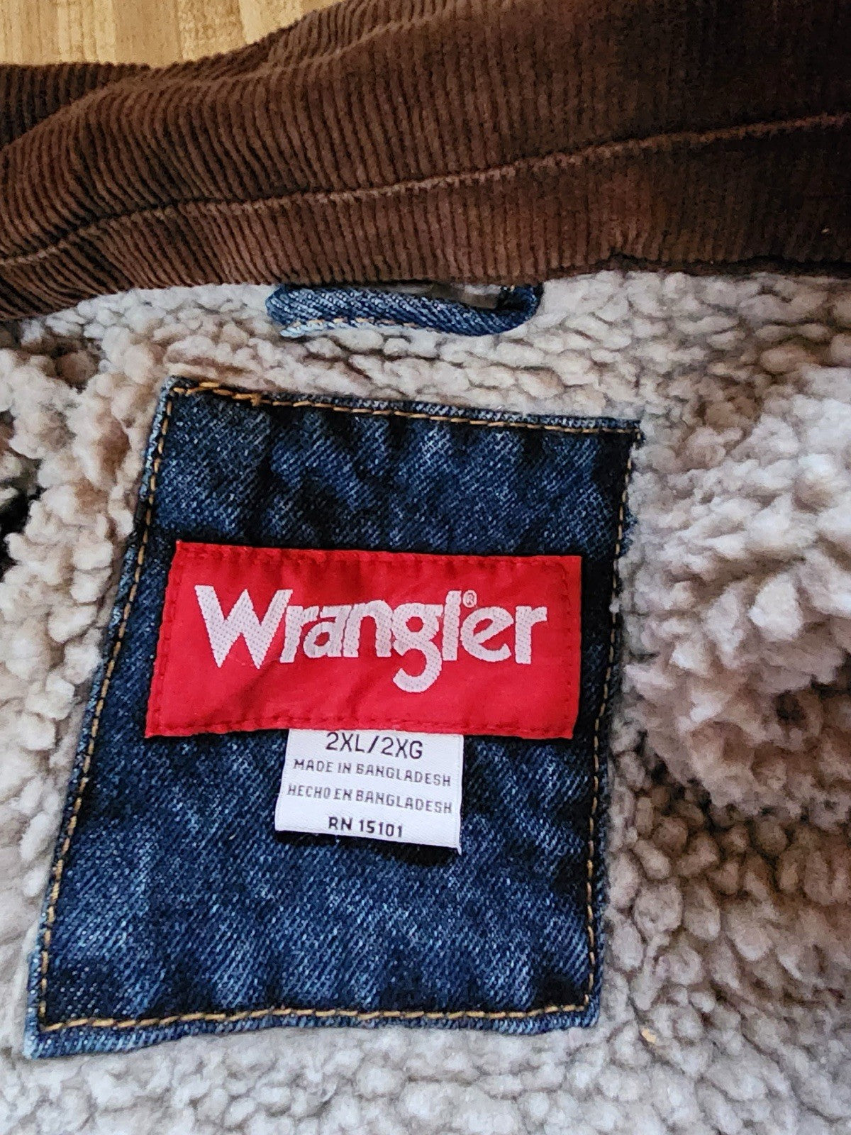 wrangler sherpa lined denim jacket 2XL 