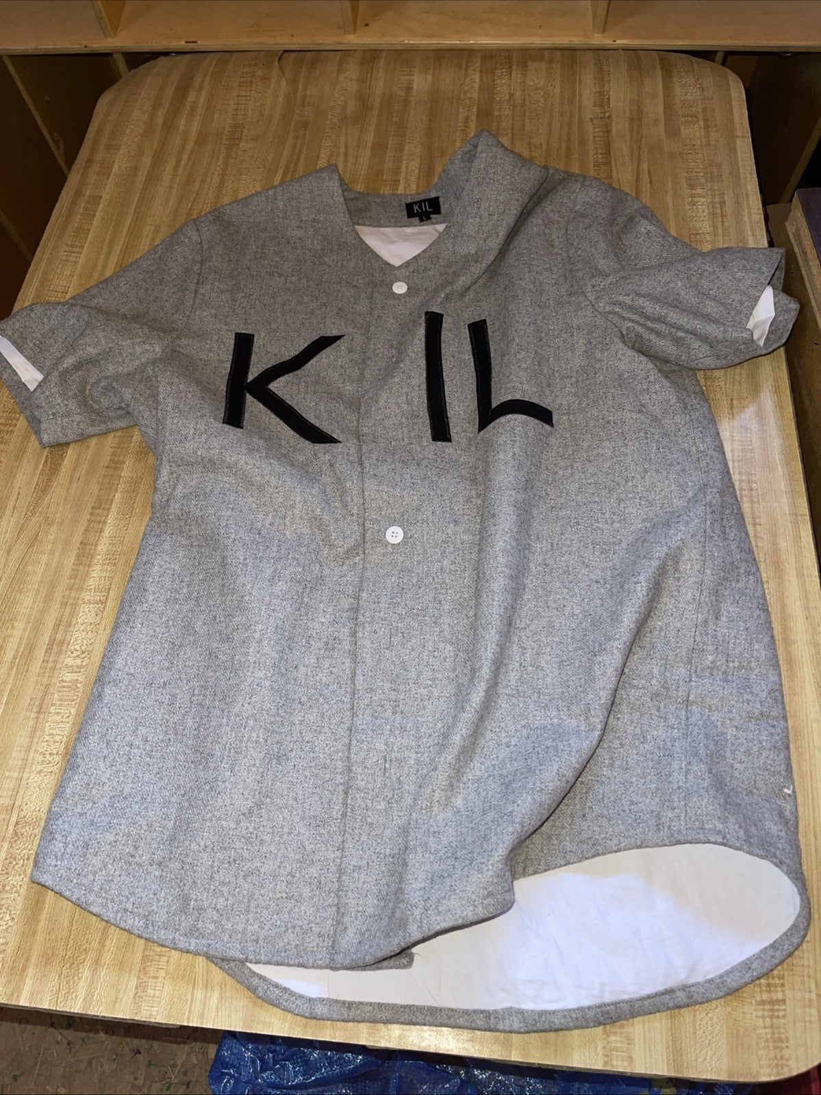 Kil Button Up Baseball Jersey Style Shirt Large Double Layered