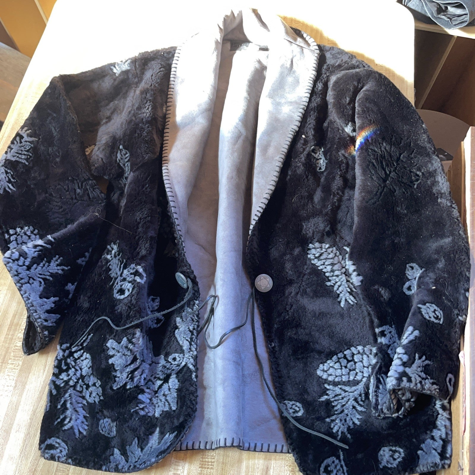 Vintage Images In Fur Cardigan Jacket  Large