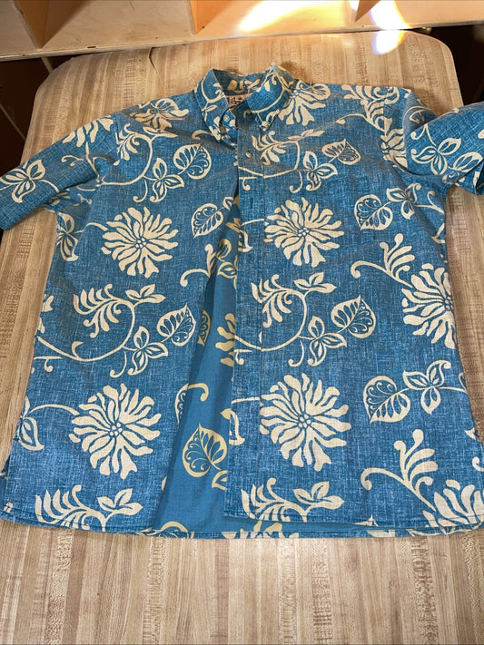 reyn spooner hawaiian shirt large