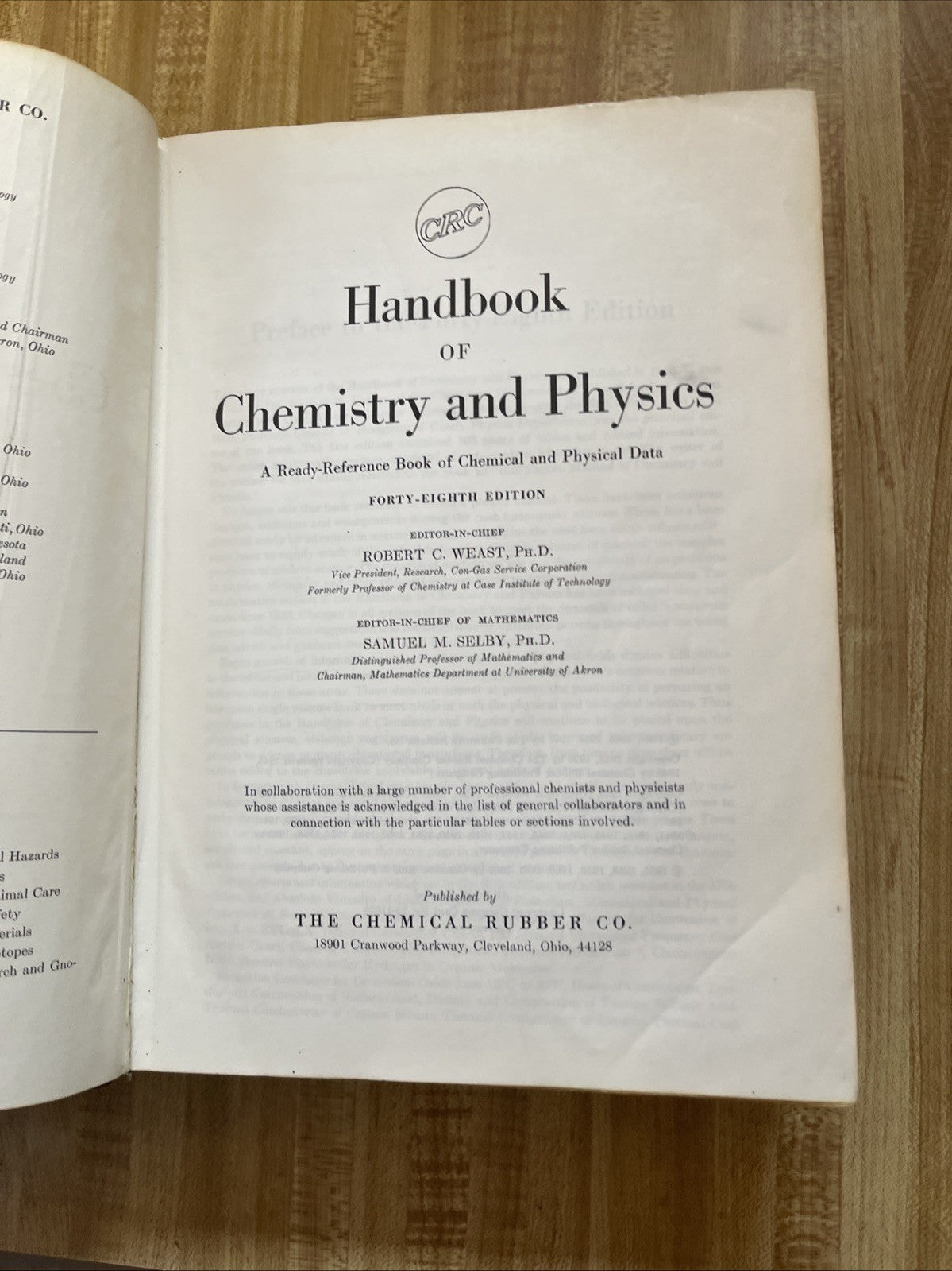handbook of chemistry and physics 48 Th Edition Hardcover 