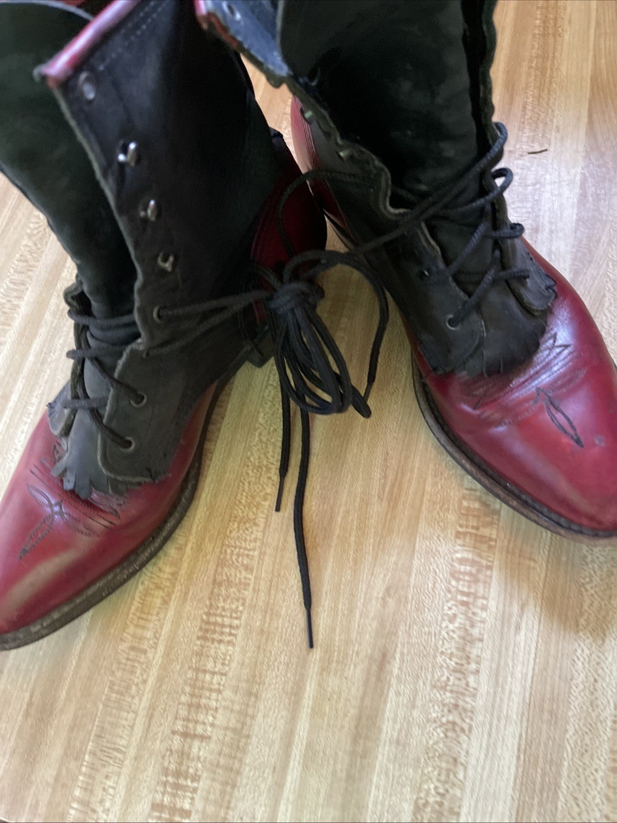Lace Up Cowboy Boots Size 8