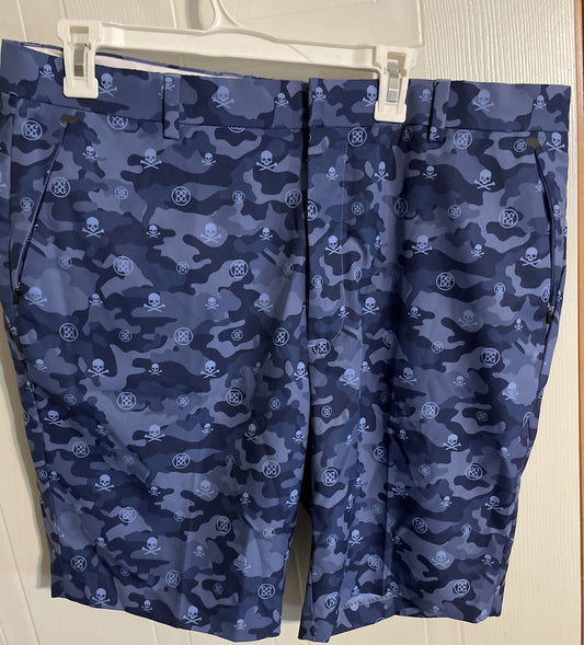 G Fore Blue Camo Jolly Roger All Over Print Shorts 38