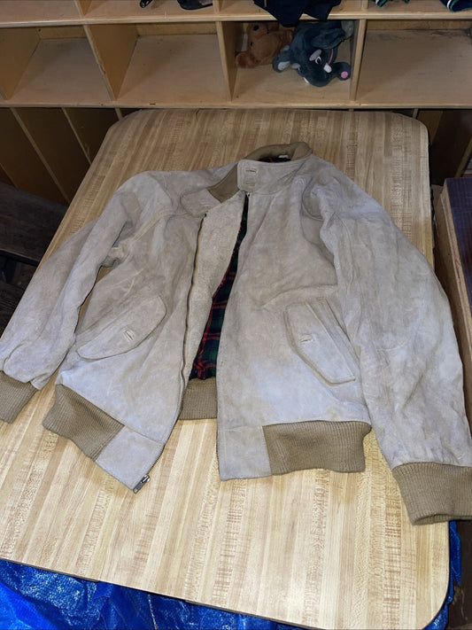 Vintage Club Room Leather Bomber Jacket Flannel Lined 42