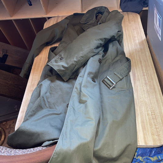 Vintage Military Long Coat Trench Coat Mens Dated 1950 Long Small Langoma Ind