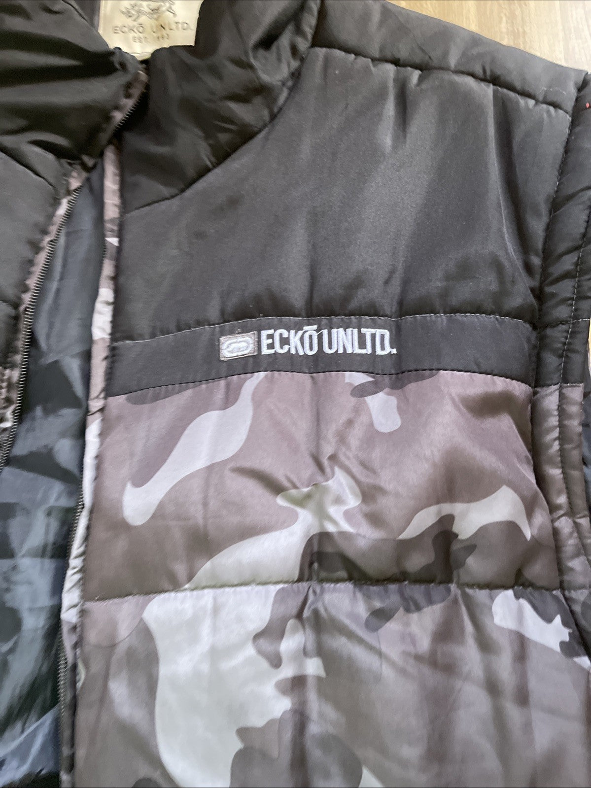 Ecko Unltd Camo Puffer Vest 3XL Hiphop Streetwear Y2K