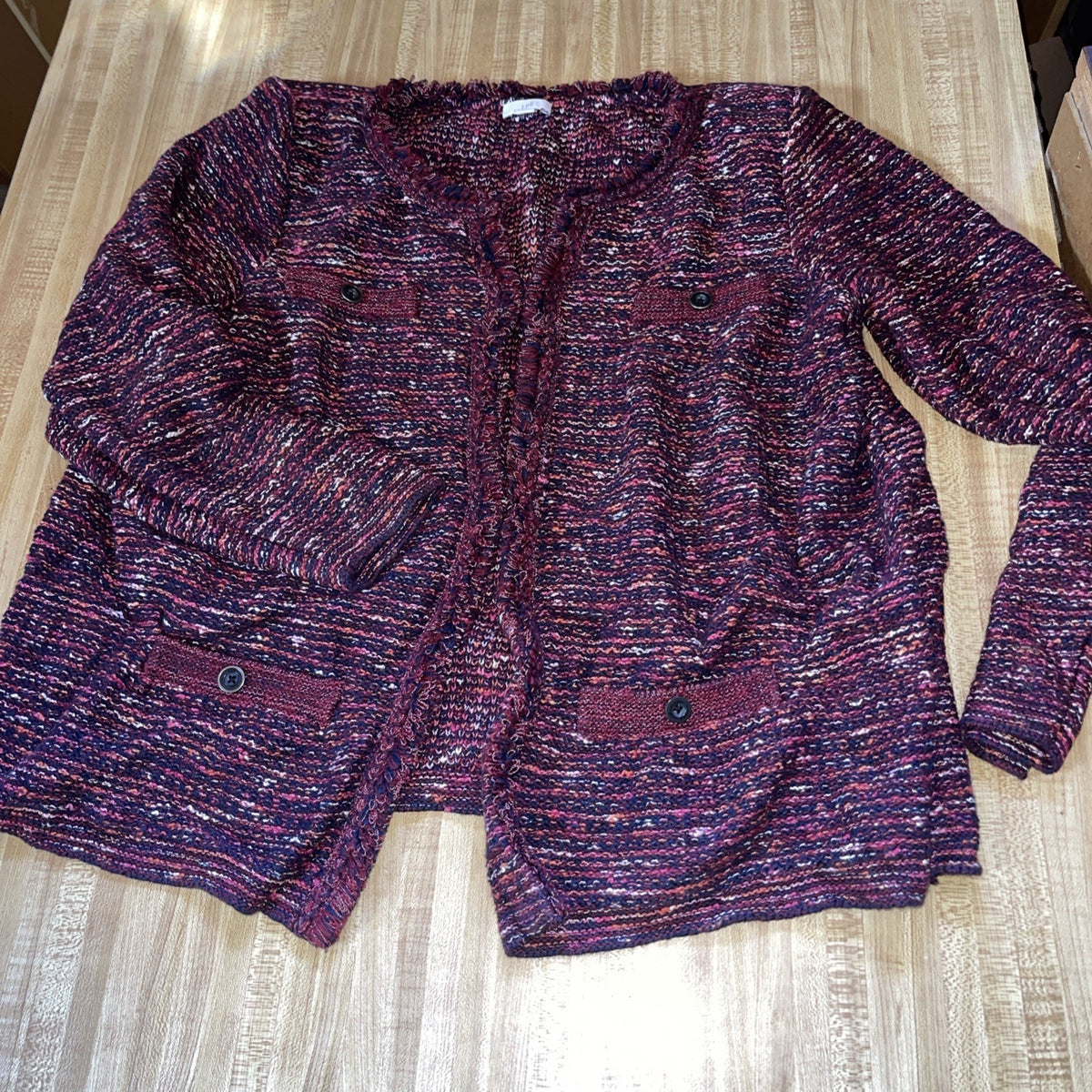 J. Jill Pure Jill Open Front Cotton Wool Cardigan Pockets 1X