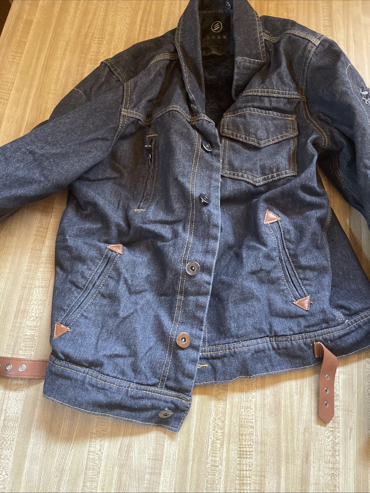 Shan Sherpa Lined Denim Jacket Large 