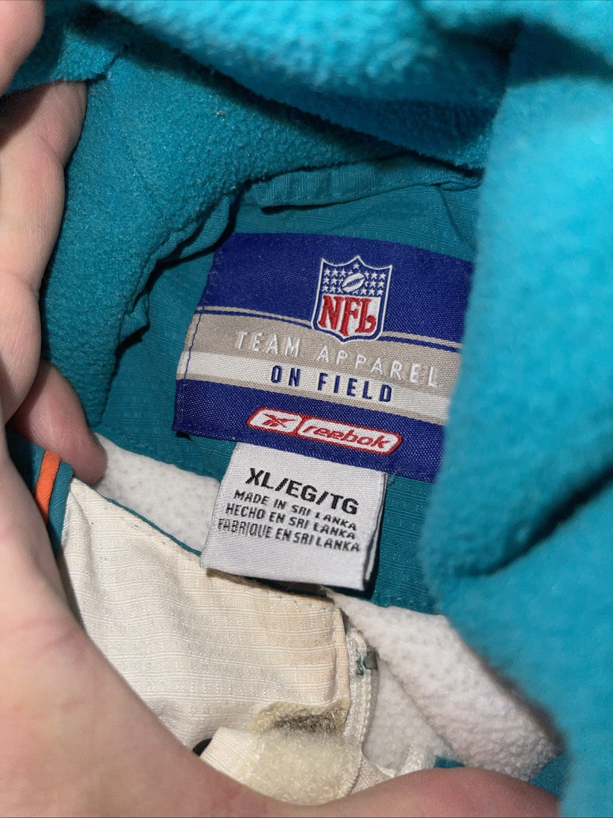 Vintage Reebok On Field Miami Dolphins Jacket XL