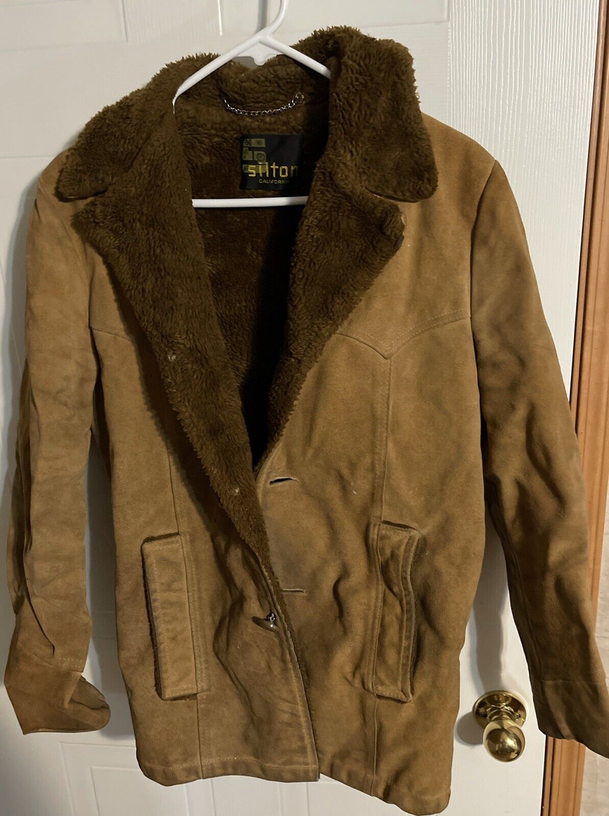 Vintage Sherpa Lined Silton California Suede Coat Large See Pictures