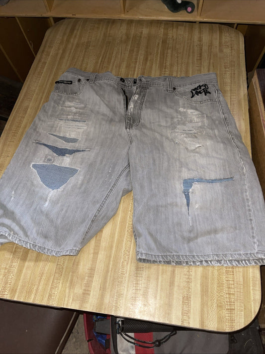 Ecko Unltd Jorts 40 Distressed Y2K Hiphop Streetwear 
