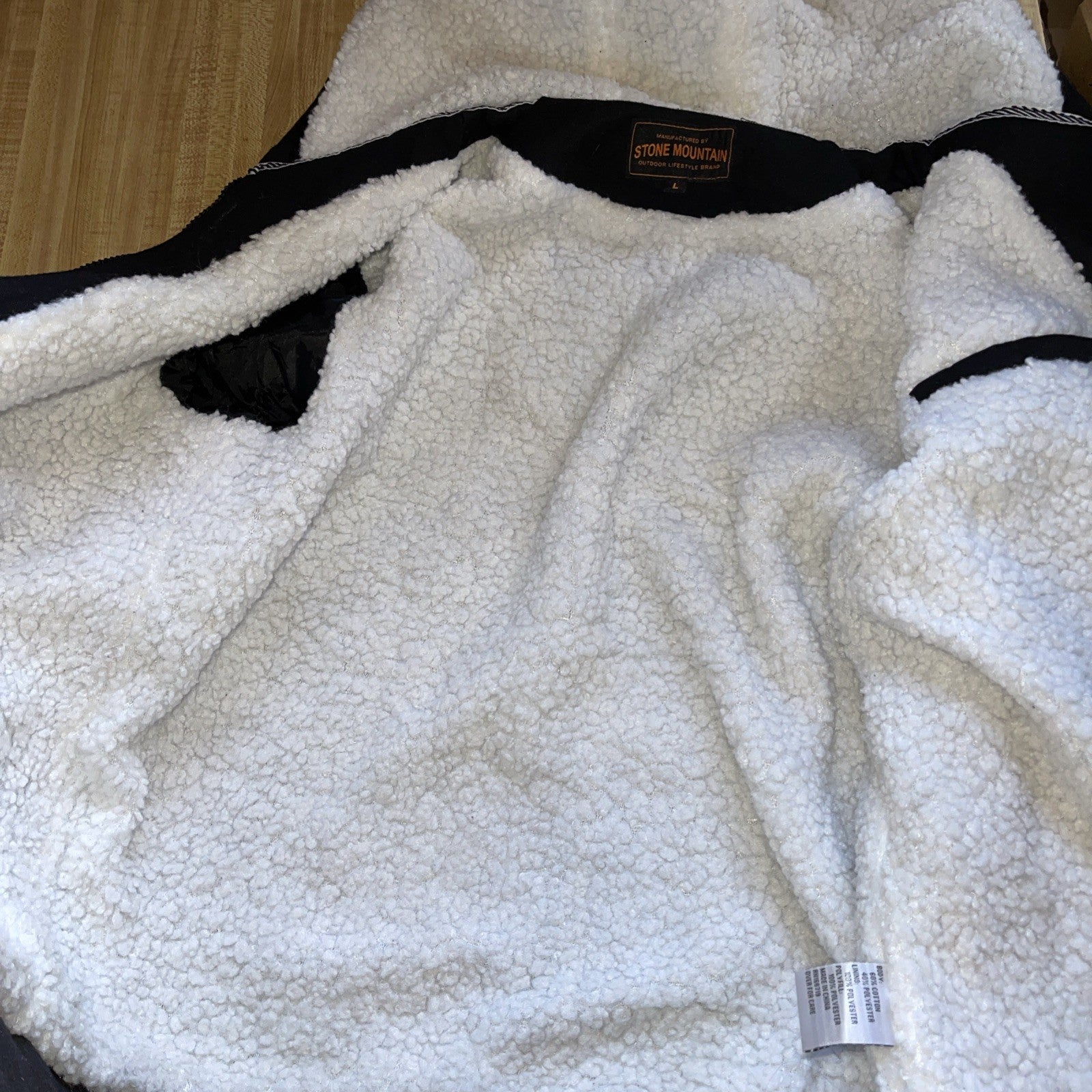 Stone Mountain Clothing Brand Sherpa Lined Full Zip Hoodie Large 