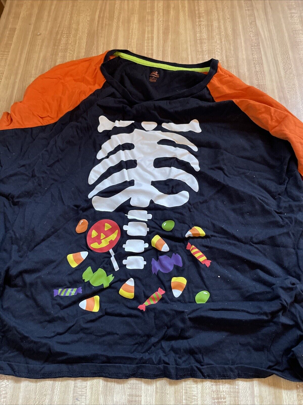 Celebrate! Halloween Womens 2X Tee Long Raglan Sleeve Multicolor Cotton Poly