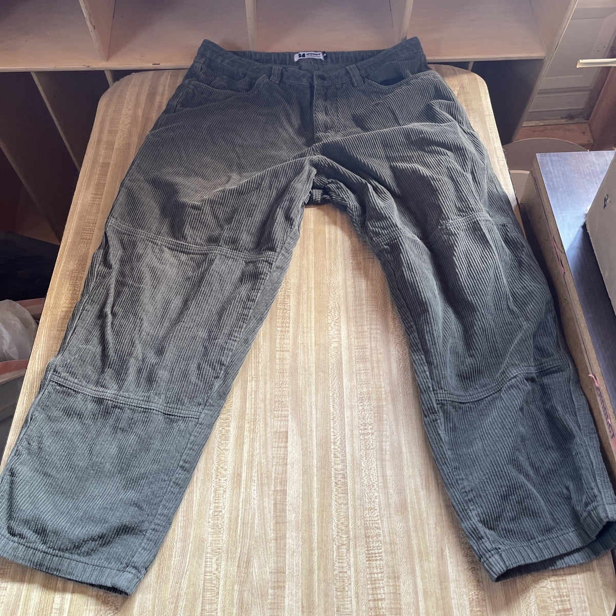 Monet Skateboards Pant Mens 36 Green Baggy Double Knee Corduroy Twill Y2K Skater
