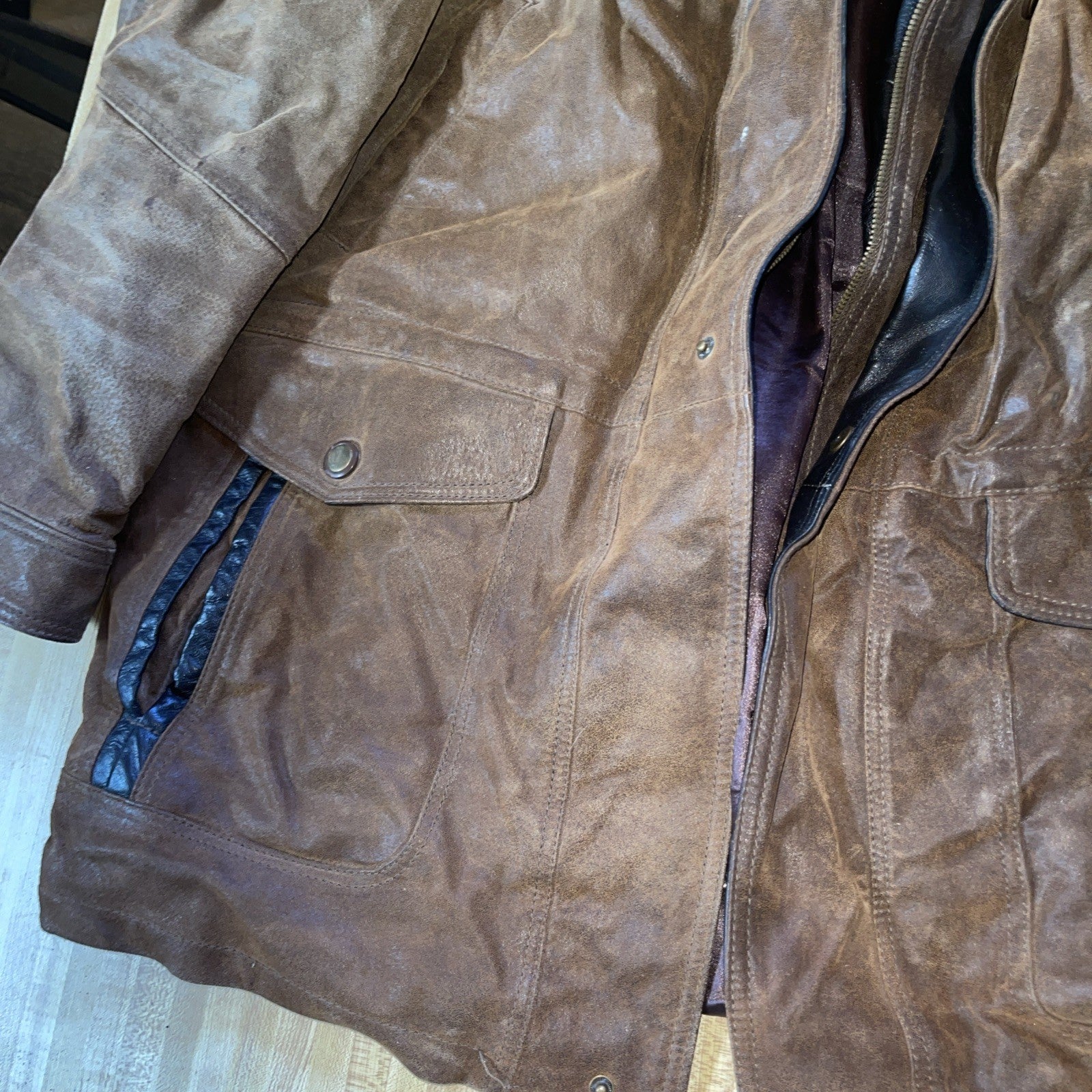 Vintage Leather Chore Coat XXL 