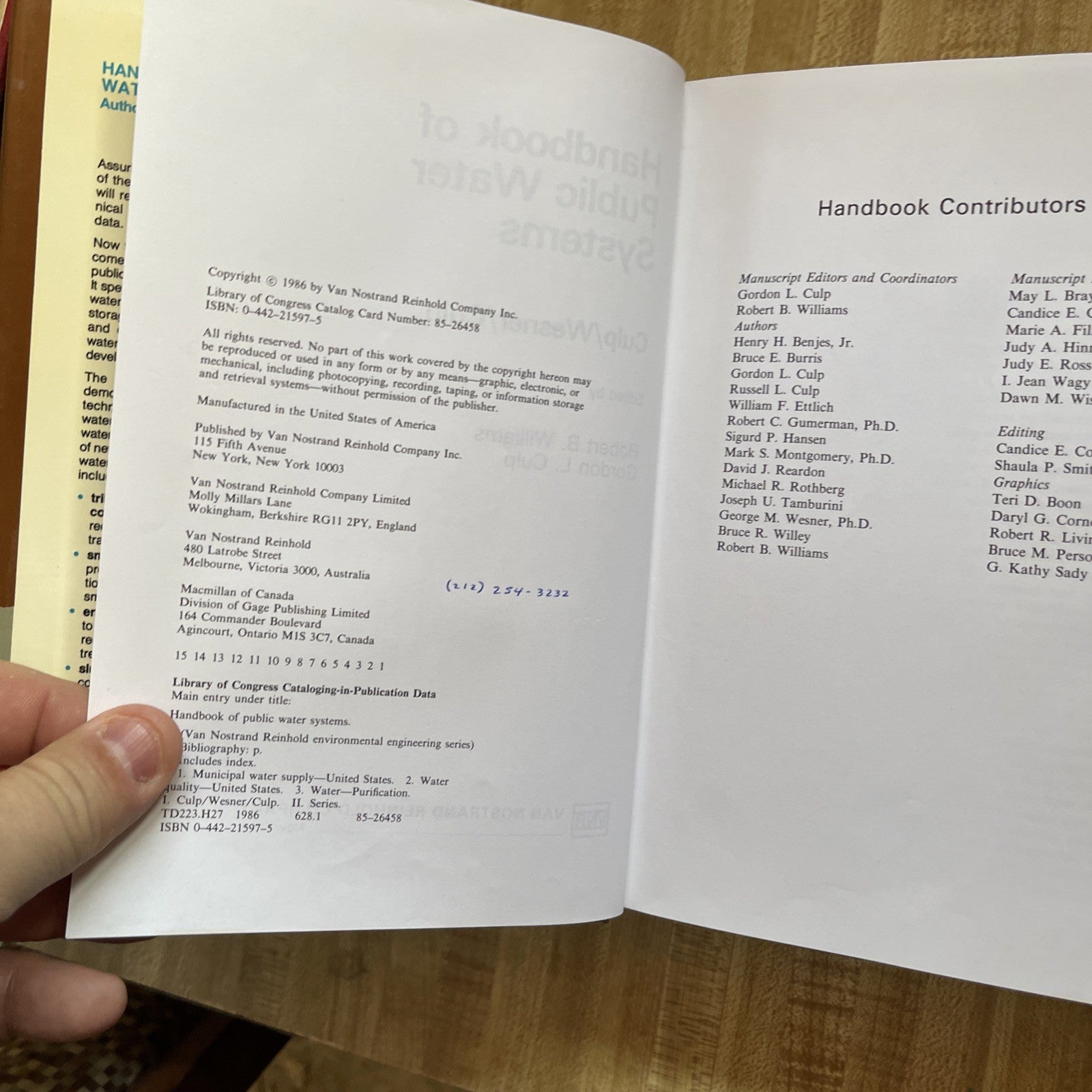 Handbook Of Public Water Systems Hardcover 