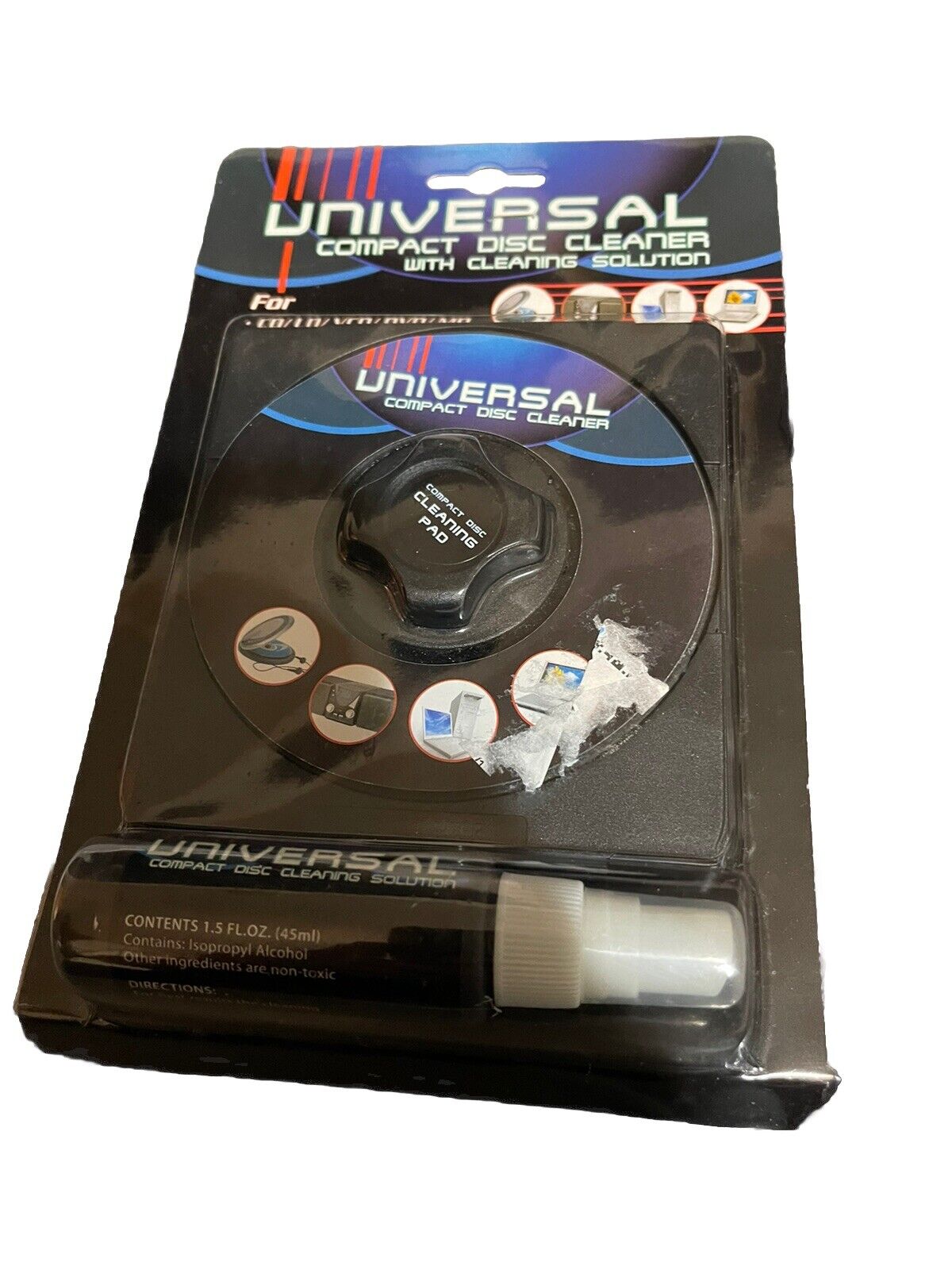 Universal Compact Disc Cleaner With Cleaning Solution 