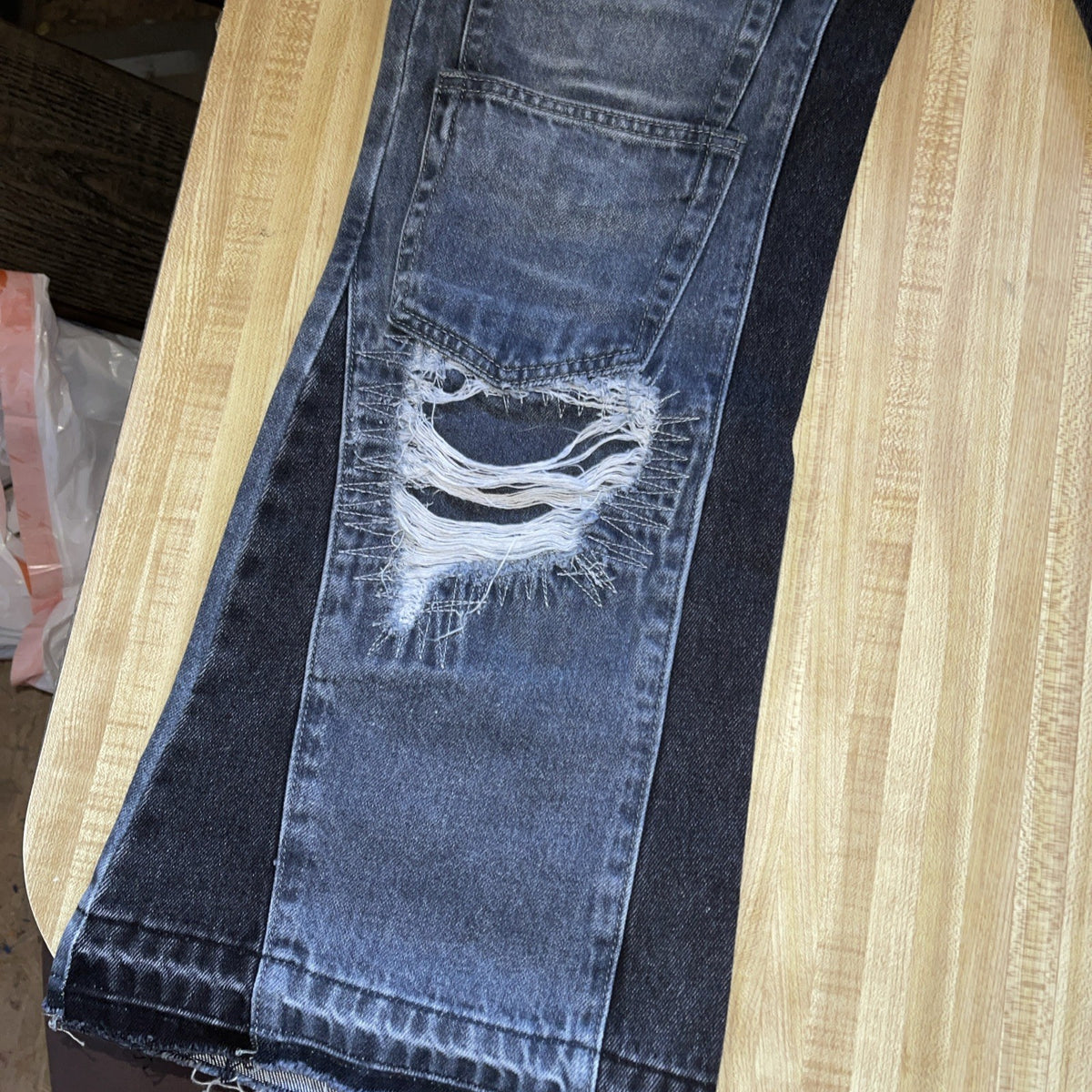 Project Capri Jeans Distressed Flared Wide Leg 34/34 NWT