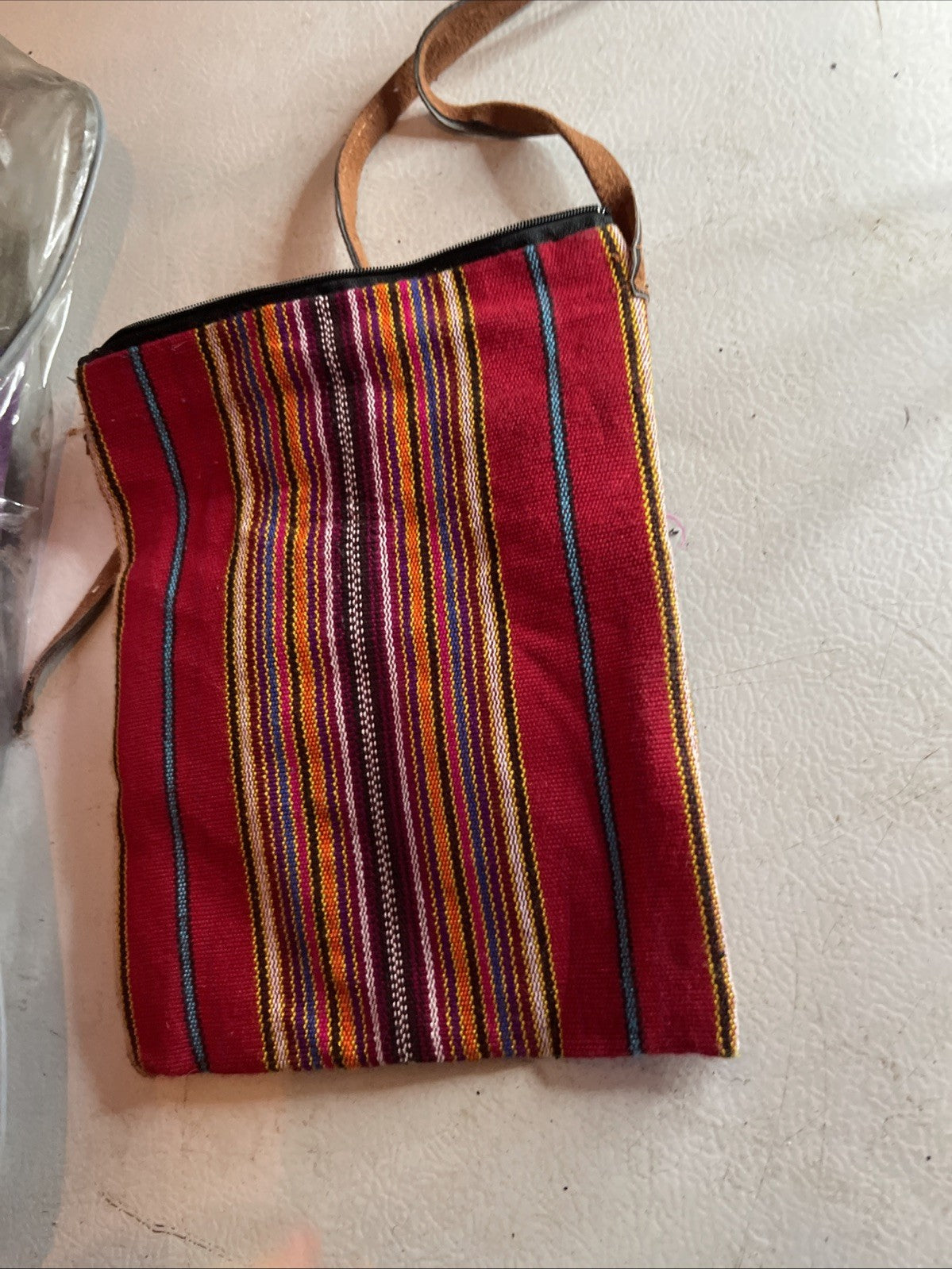 Panajachel Bag Crossbody Bright Red Jewel Tones Vegan Leather Strap Black Liner