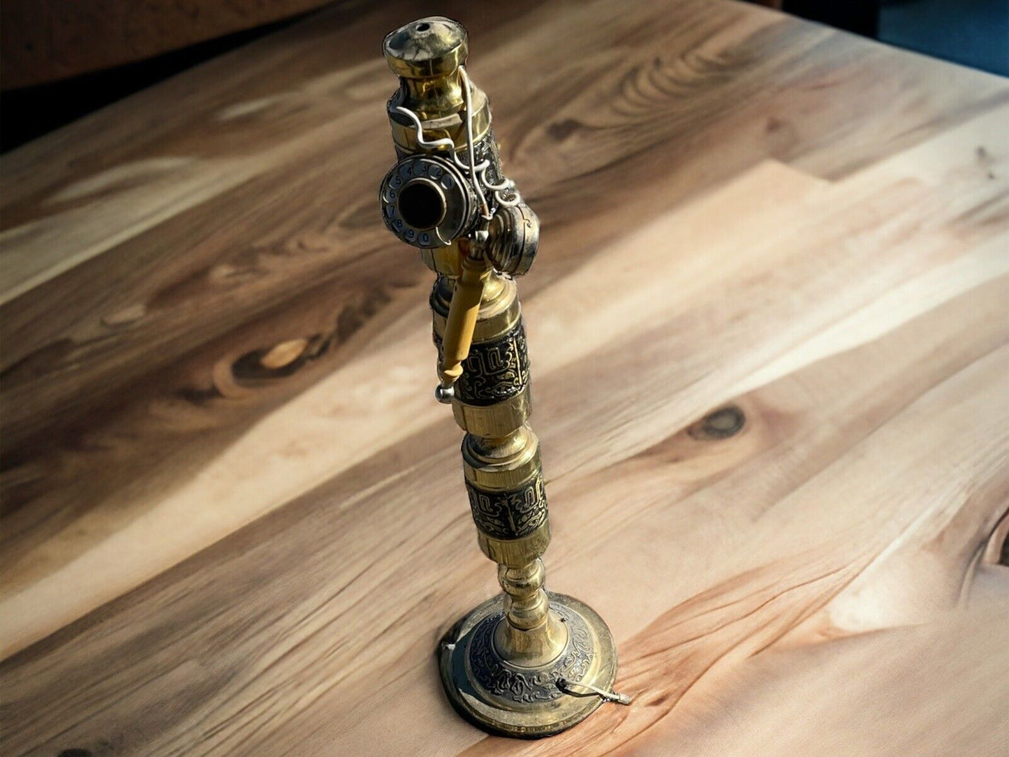 Vintage BRASS PEDESTAL ROTARY TELEPHONE MCM As Is For Parts