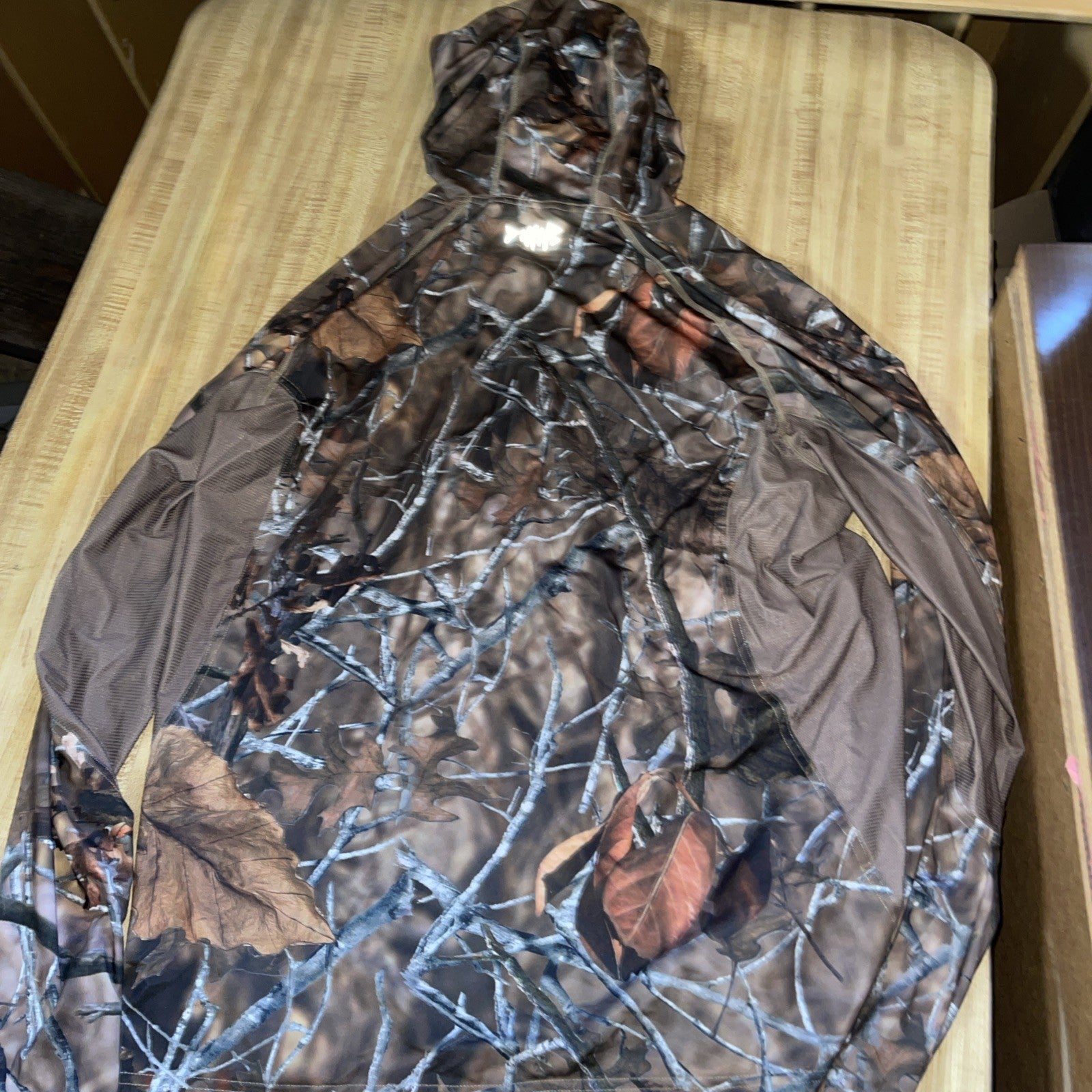 Bassdash Hoodie With Face Mask Large Woodland Camo