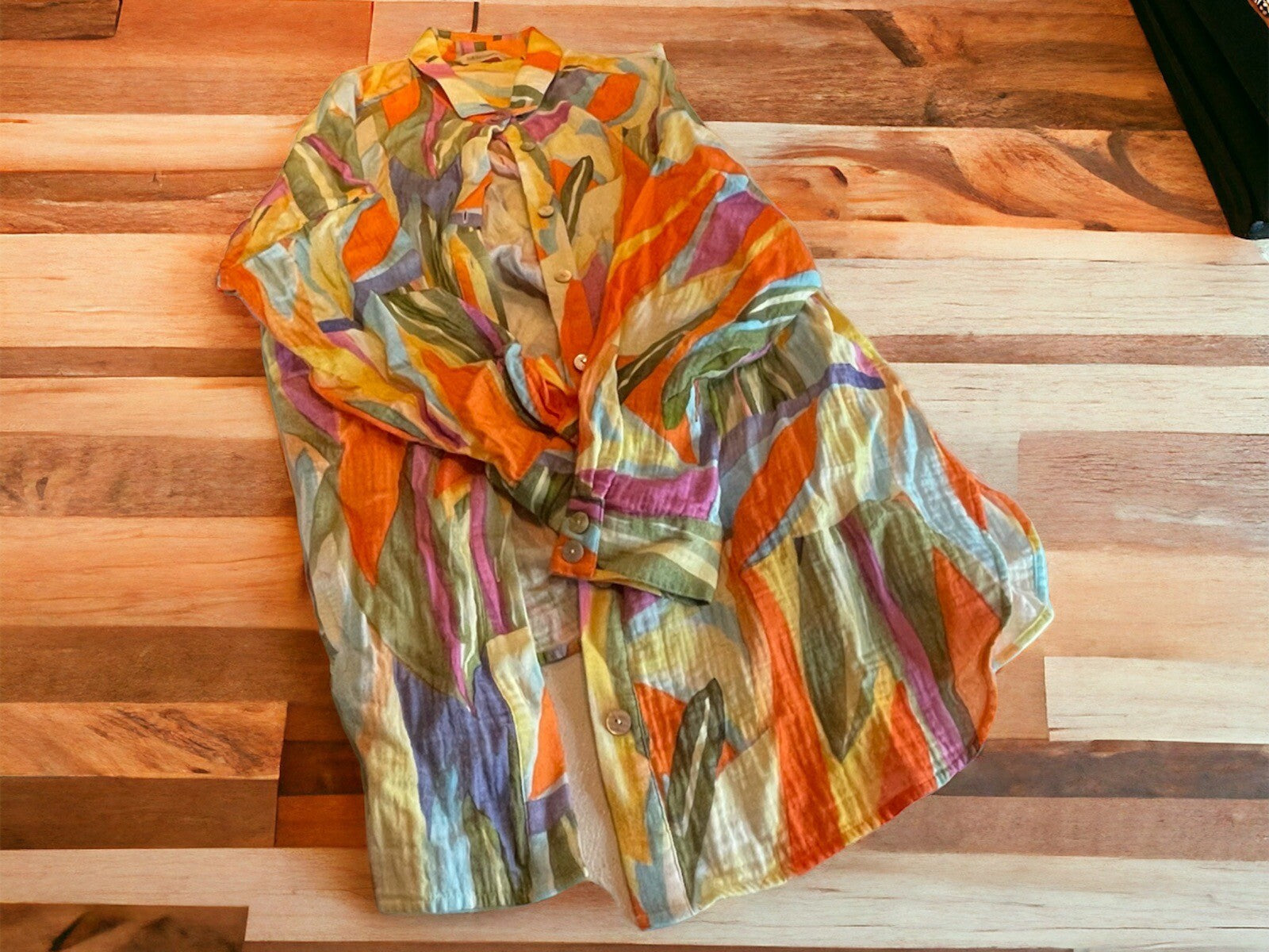 Soft Surroundings Multicolored Button Up Shirt Medium