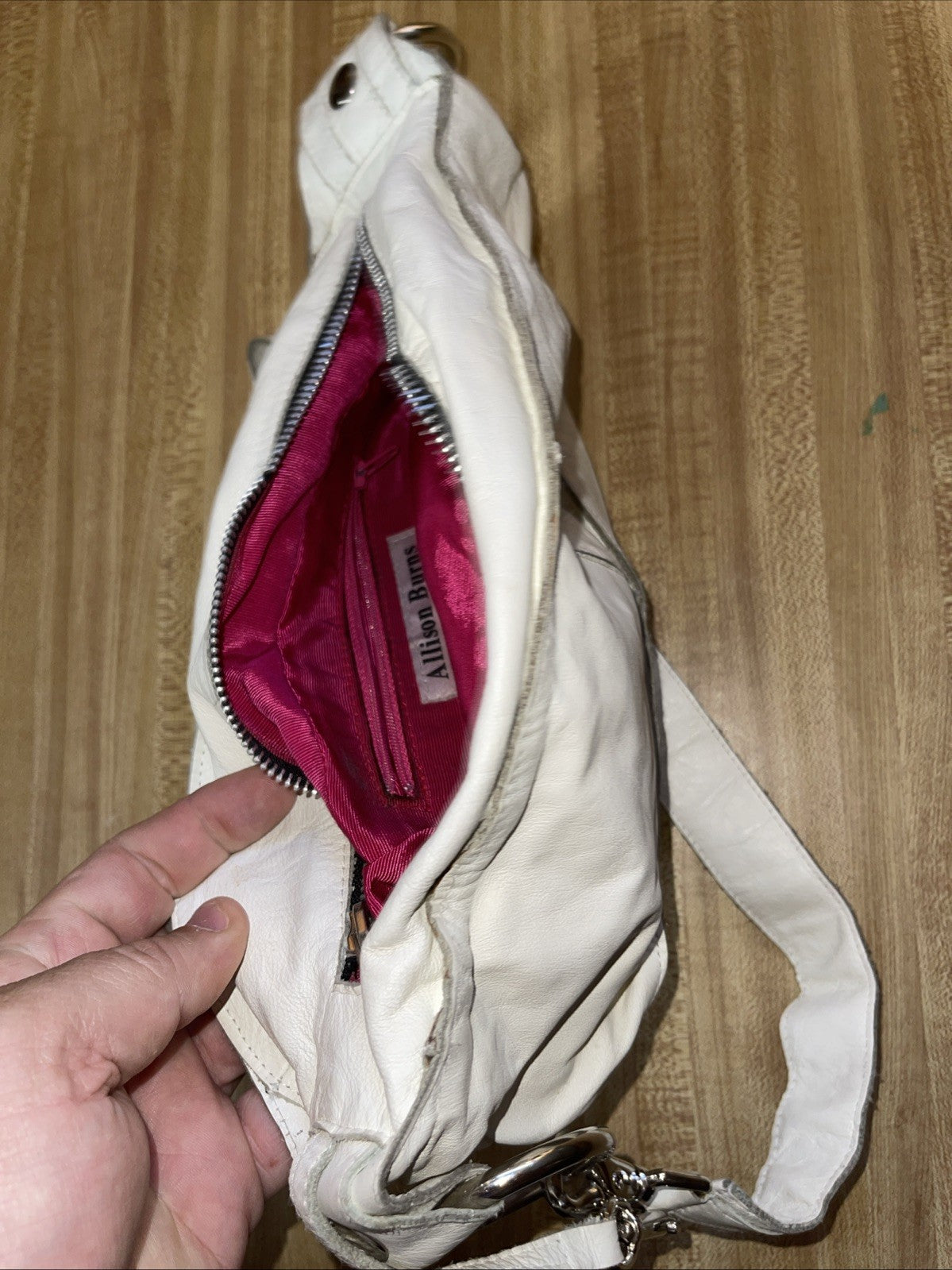 Allison Burns Leather Purse Broken Zipper 