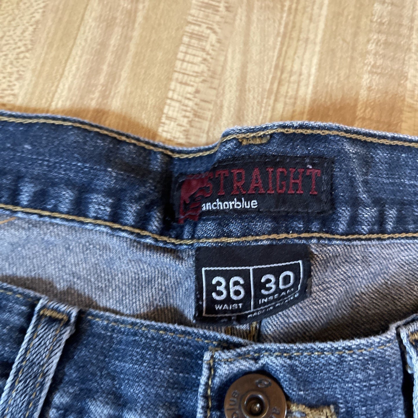 Anchor Blue Straight Jeans 36/26 Baggy Wide Leg