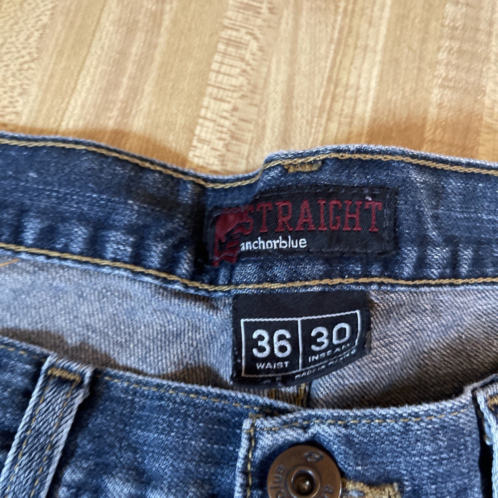 Anchor Blue Straight Jeans 36/26 Baggy Wide Leg