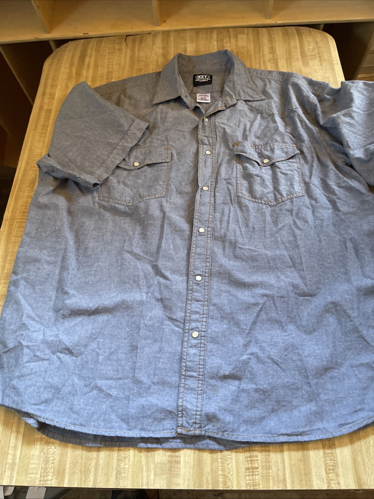 key denim pearl snap shirt XXL 