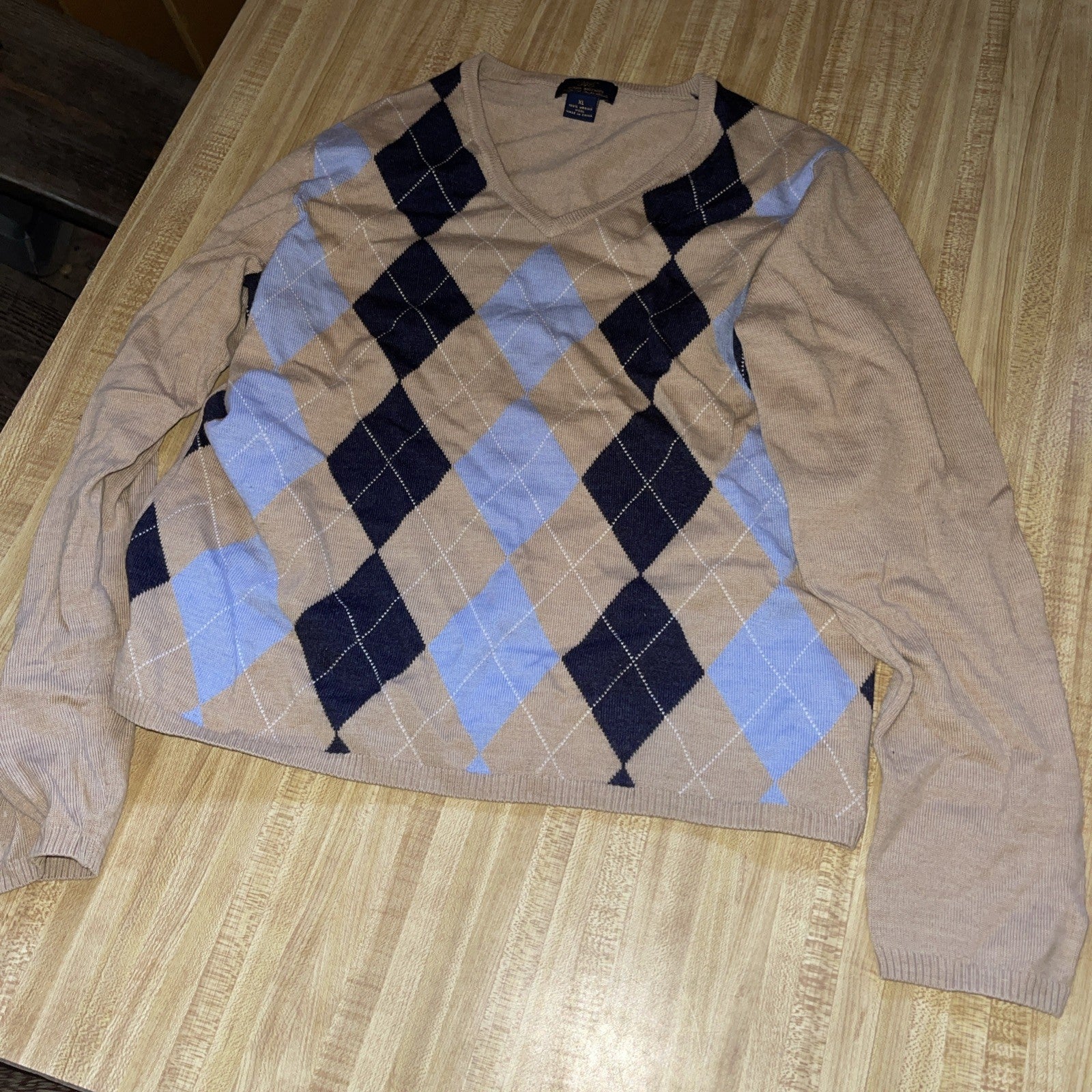 346 Brooks Brothers Argyle Sweater XL Merino Wool 