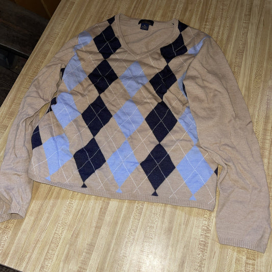 346 Brooks Brothers Argyle Sweater XL Merino Wool 