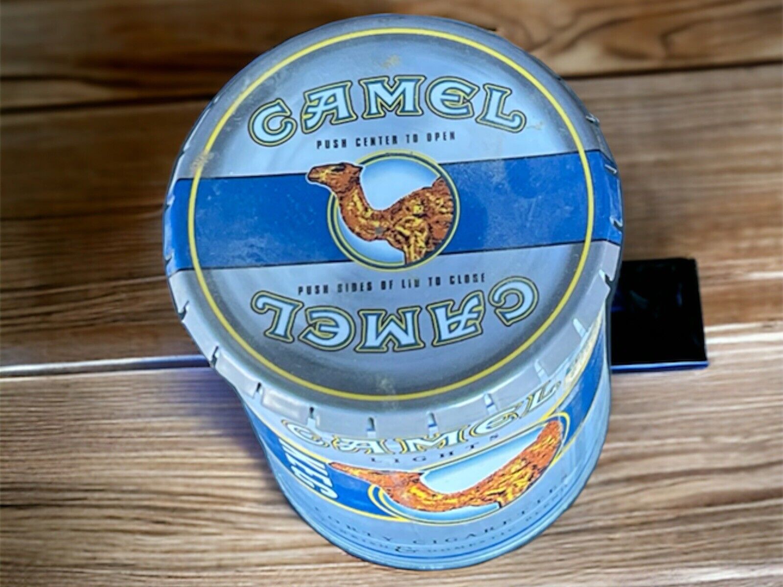 VINTAGE AUTHENTIC CAMEL KEG CIGARETTE ROUND TIN COLLECTIBLE Holds 40 Cigarettes