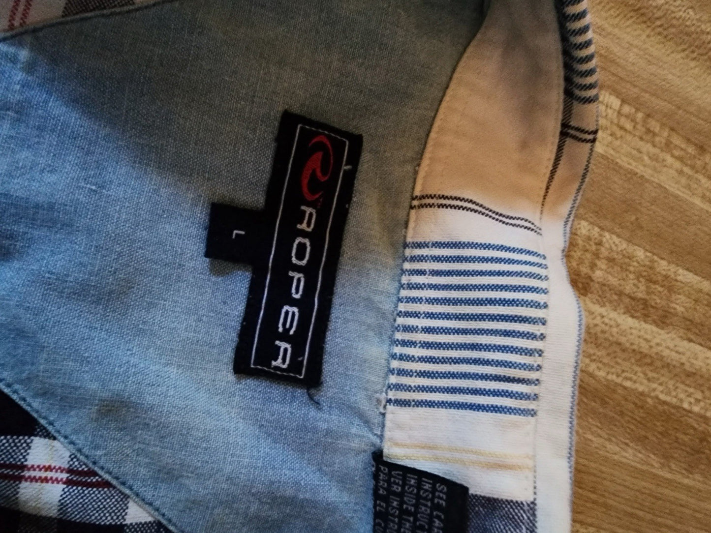 Roper Short Sleeve Button Up Large 