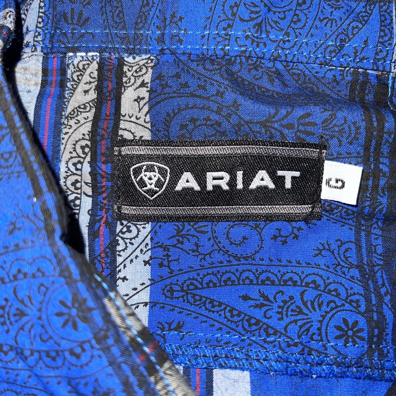 Ariat Paisley Button Up Multicolor Spell Out Large 