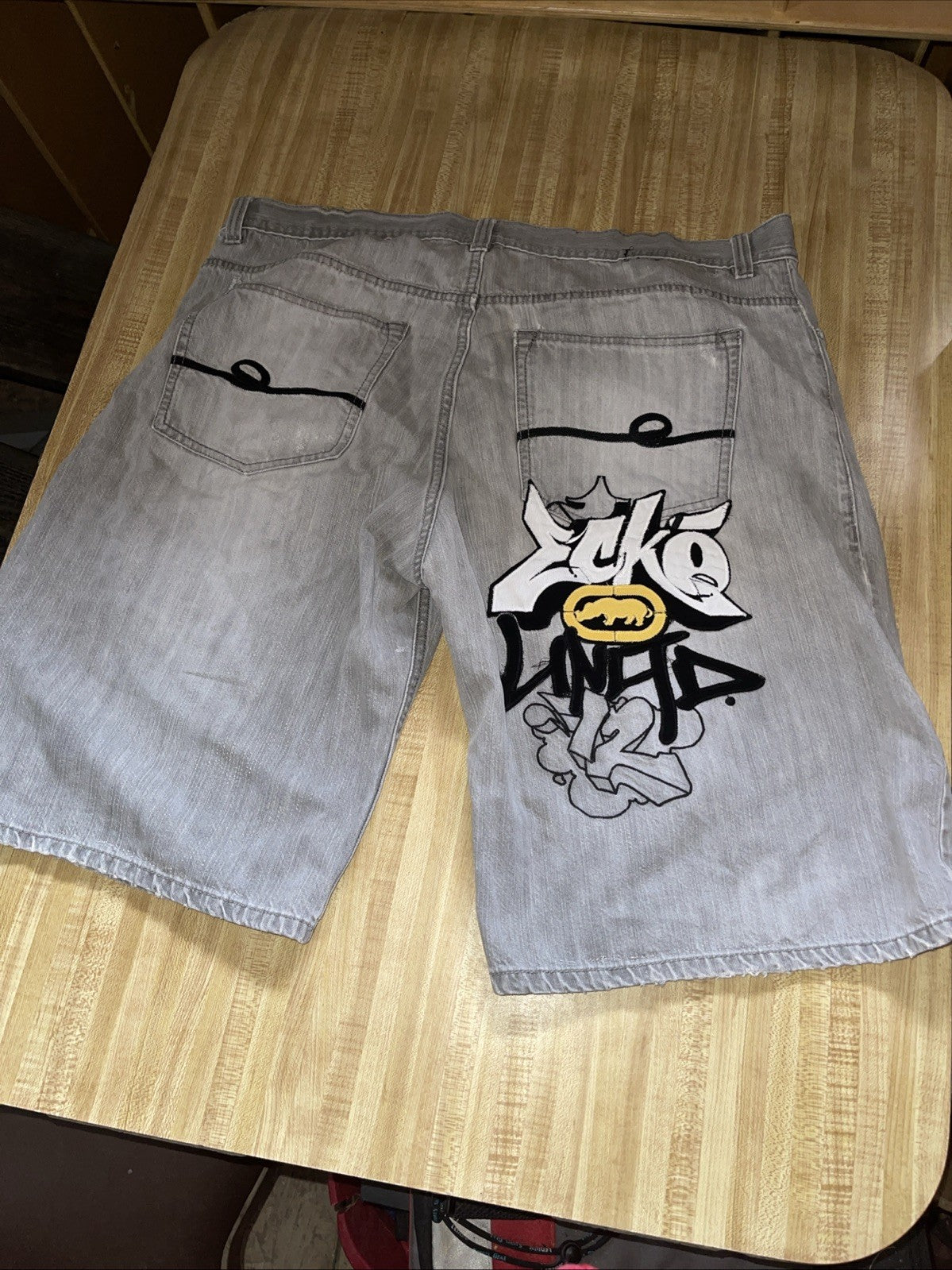 Ecko Unltd Jorts 40 Distressed Y2K Hiphop Streetwear 
