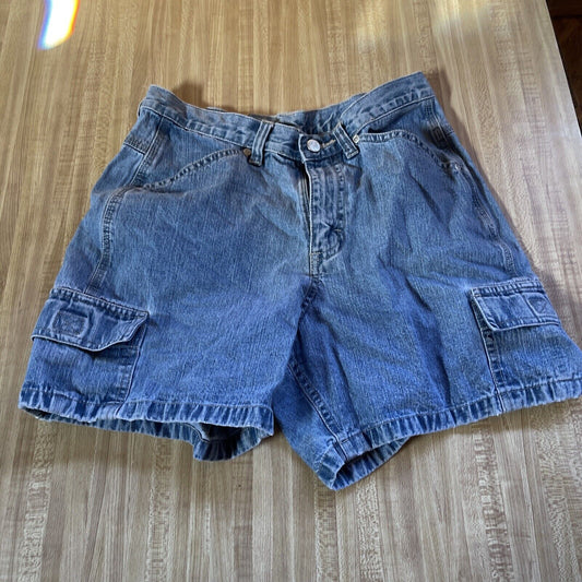 Vintage Riders light wash denim cargo, carpenter shorts size 8