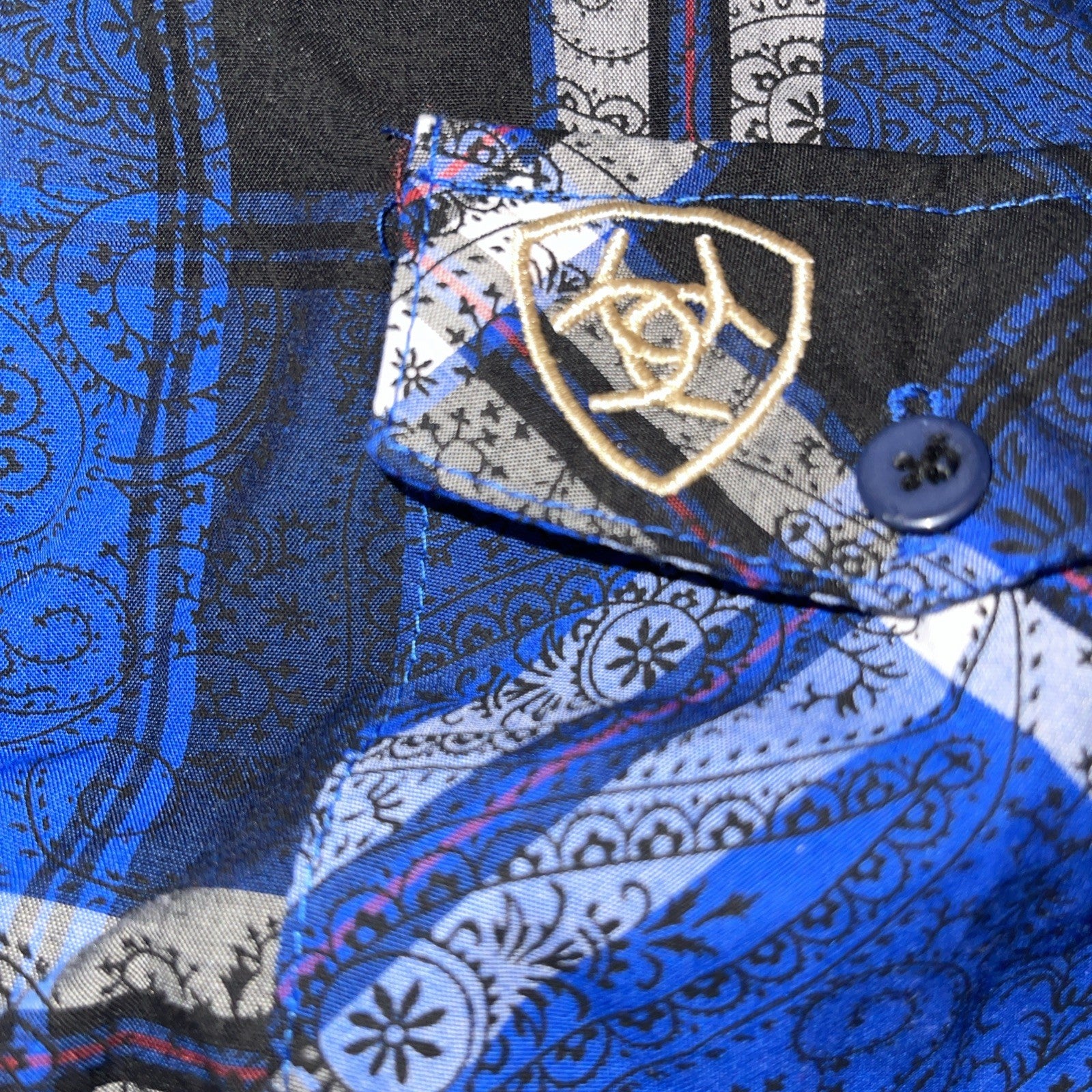 Ariat Paisley Button Up Multicolor Spell Out Large 