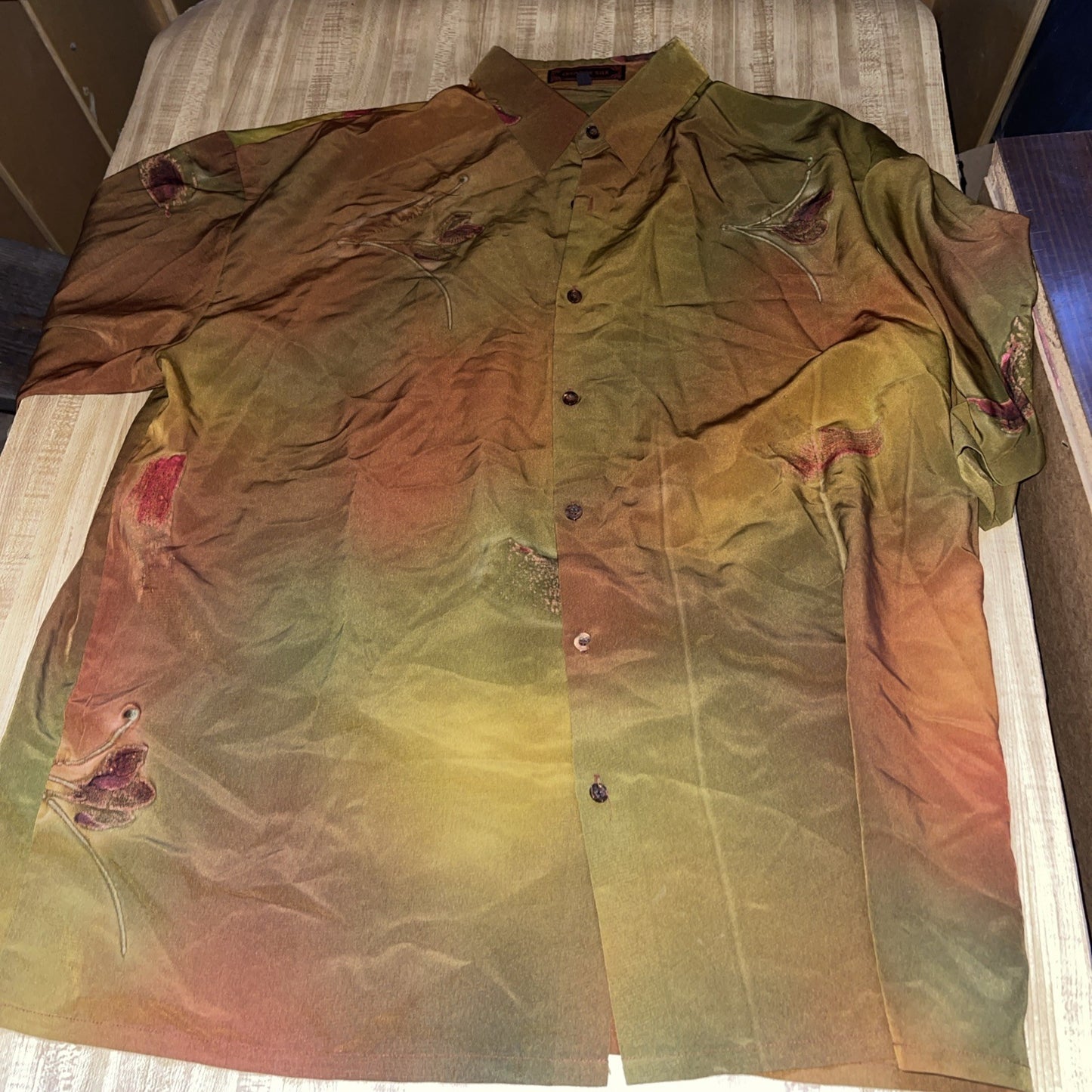 Vintage Crème De Silk Button Up 3XL