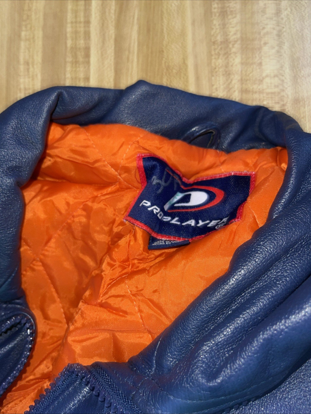 Vintage Pro Player Denver Broncos Leather Bomber Jacket Large