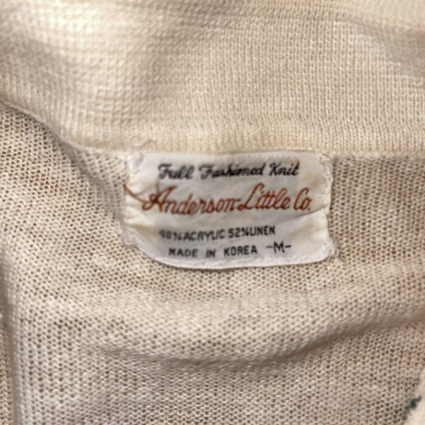 Vintage Anderson Little Co Linen Blend Sweater Medium 
