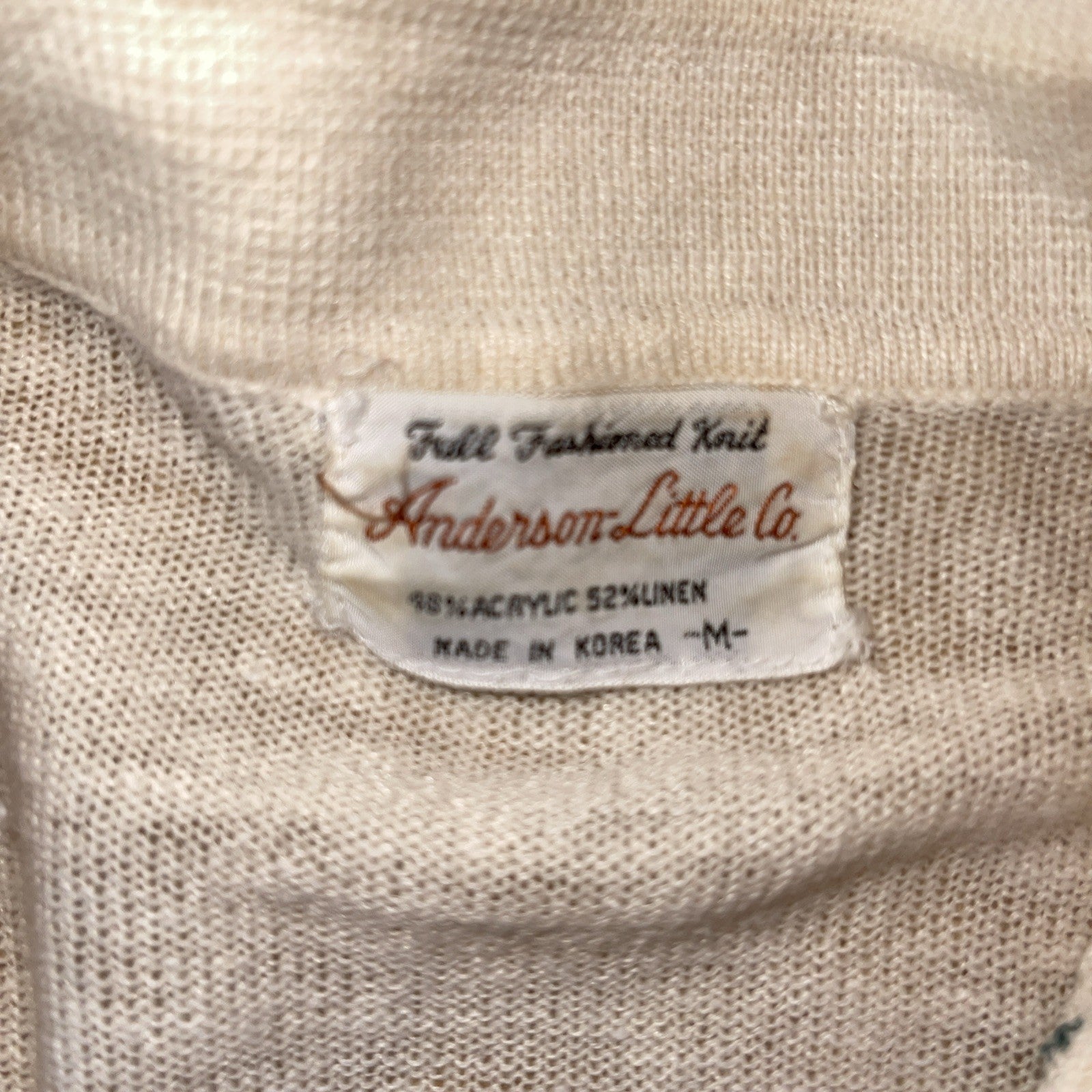 Vintage Anderson Little Co Linen Blend Sweater Medium 