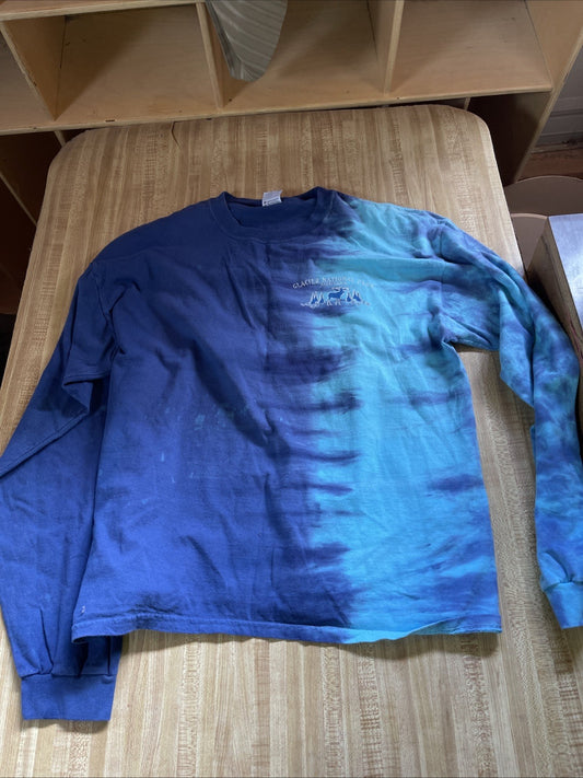 Vintage Tie Dye Glacier National Park Long Sleeve T Shirt XL