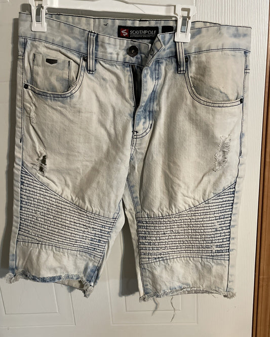 Southpole Jorts Y2K Streetwear Hiphop Distressed Acid Wash 30