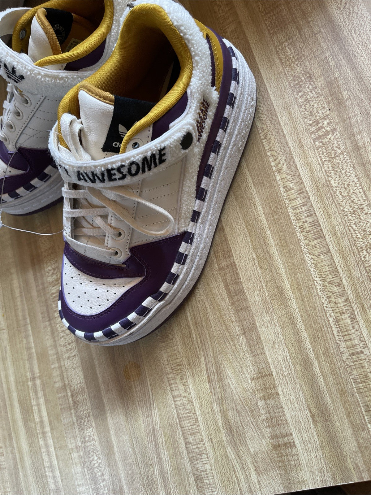 Size 7.5 - adidas Girls Are Awesome x Triple Platforum Low White Purple Beauty W