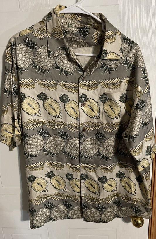 Tommy Bahama Silk Hawaiian Shirt Medium Pineapple All Over Print 